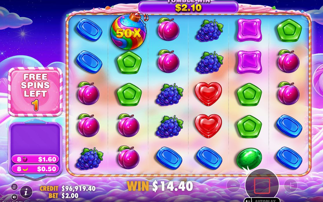Ten free spins open with lollipop scatters on the board
